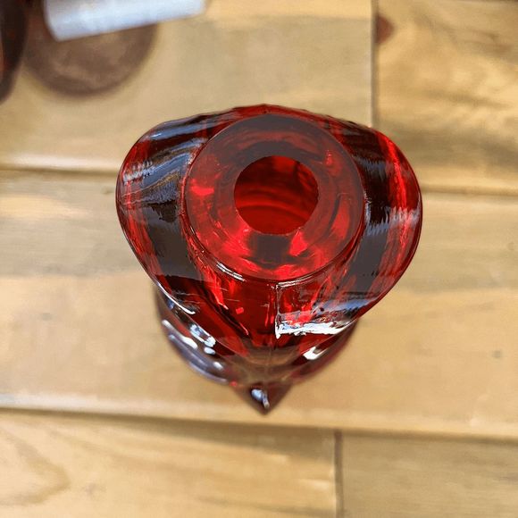 Vintage Viking Glass Ruby Red Owl Fairy Lamp 7 Inch 2-Piece "Owl Glimmer" - Picture 6 of 6